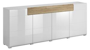 Komoda Torsone 102, Bijela, Hrast San Remo, Sjajno bijela, 84x208x40cm