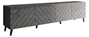 TV stol Charlotte 145, Sjajni grafit, Grafit, 52x200x42cm