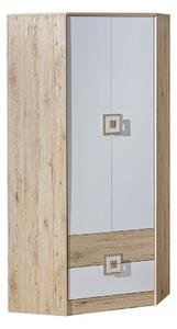 Kutni ormar Tolfere 102, Lagani hrast, Bijela, 190x87x87cm