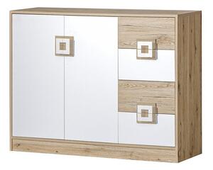 Komoda Tolfere 100, Lagani hrast, Bijela, 93x120x40cm