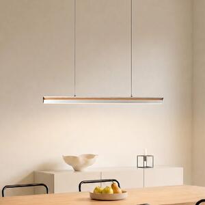 Lucande LED viseća svjetiljka Lutana, ružičasto zlato/drvo, 101 cm, prigušiva, Drvo, Dnevni boravak/blagovaonica, Metal