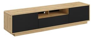 TV stol Deltese 107, Mat crna, Hrast, 45x199.7x40cm