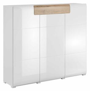 Komoda Torsone 112, Bijela, Hrast San Remo, Sjajno bijela, 131x148x40cm