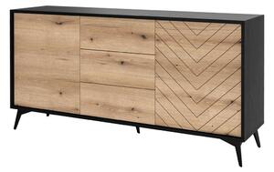 Komoda Alelmo 104, Lagani hrast, Crna, 77x154x39cm