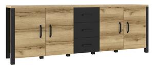 Komoda Tornua 109, Lagani hrast, Mat crna, 79x220x48cm