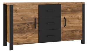 Komoda Tornua 103, Tamna smreka, Mat crna, 79x147x43cm