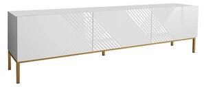 TV stol Levelbu 103, Sjajno bijela, Bijela, 52x190x37cm