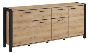 Komoda Temire 103, Lagani hrast, Mat crna, 90.7x213.2x40.6cm