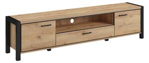 TV stol Temire 105, Mat crna, Lagani hrast, 50x210x40.6cm