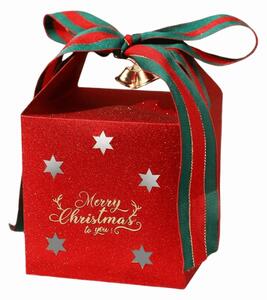 Božićna darovna kutija MERRY CHRISTMAS 10x10 cm, crvena