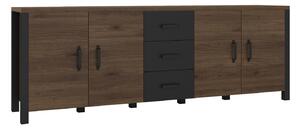 Komoda Tornua 109, Mat crna, Orah, 79x220x48cm