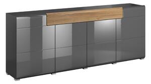 Komoda Torsone 102, Antracit, Sjajni antracit, Grandson hrast, 84x208x40cm