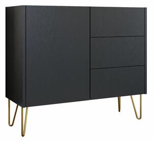 Komoda Levdale 100, Grafit, Crni mramor, 83x97x37cm