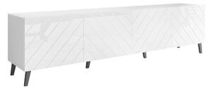 TV stol Charlotte 145, Sjajno bijela, Bijela, 52x200x42cm