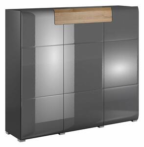 Komoda Torsone 112, Antracit, Sjajni antracit, Grandson hrast, 131x148x40cm
