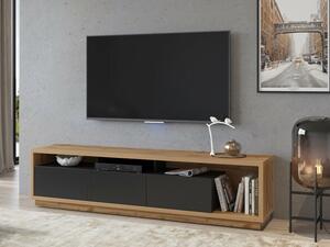 TV stol Austin 357, Wotan hrast, Mat crna, 50x200x45cm