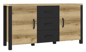 Komoda Tornua 103, Lagani hrast, Mat crna, 79x147x43cm