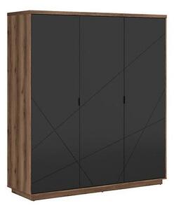 Ormar Fivale 116, Tamni delano hrast, Mat crna, 200.5x180x56.5cm