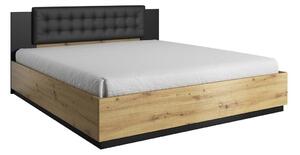 Krevet Felelie 112, Mat crna, Artisan hrast, 90x146cm