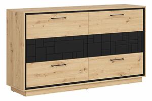 Komoda Velciru 100, Mat crna, Artisan hrast, 90x160x42cm