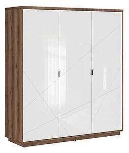 Ormar Fivale 116, Tamni delano hrast, Sjajno bijela, 200.5x180x56.5cm