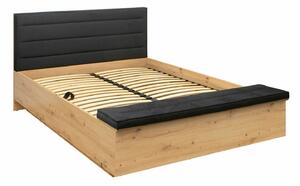 Krevet Sermeli 123, Crna, Artisan hrast, 100.5x147cm