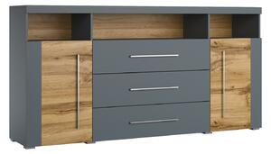 Komoda Sorciro 100, Wotan hrast, Siva, 92x182x39cm
