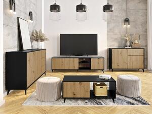 Dnevni boravak Comfivo Lomcali 109, Artisan hrast, Crna