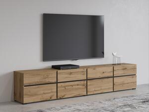 TV stol Alfere 101, Wotan hrast, Crna, 48.2x224.8x40cm
