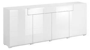 Komoda Torsone 102, Sjajno bijela, Bijela, 84x208x40cm