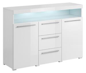 Komoda Torvire 110, Sjajno bijela, Bijela, 91.8x132x38.5cm