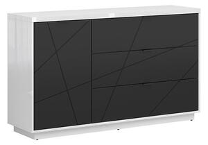 Komoda Fivale 100, Mat crna, Sjajno bijela, 93x156x42.5cm