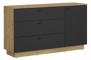 Komoda Ferviru 102, Hrast, Crna, 84.5x150x42cm