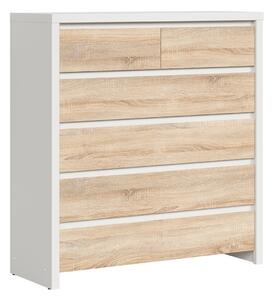 Komoda Nolroma 126, Sonoma hrast, Bijela, 112x104.5x40.5cm