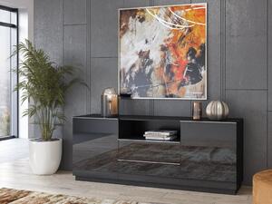 TV stol Austin U105, Sjajno crna, Crna, 180x71x48cm
