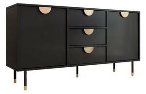 Komoda Comfivo Levevai 101, Zlatno, Crna, 78x150x40cm