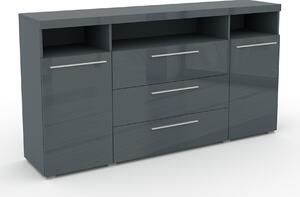 Komoda Torvire 109, Sjajno siva, Siva, 91.8x182x38.5cm
