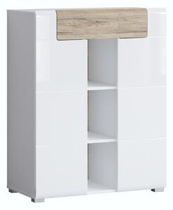 Komoda Austin F136, Bijela, Hrast San Remo, Sjajno bijela, 103x83x37cm