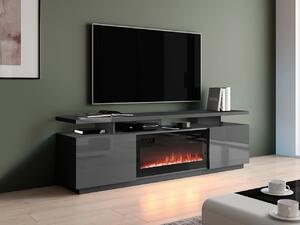 TV stol Charlotte 151, Crna, Sjajni grafit, Grafit, 56x180x40cm