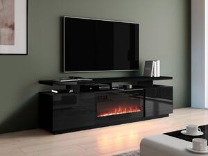 TV stol Charlotte 151, Crna, Sjajno crna, 56x180x40cm