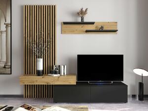 Dnevni boravak Bryan 110, Artisan hrast, Crna, 200x210x43cm