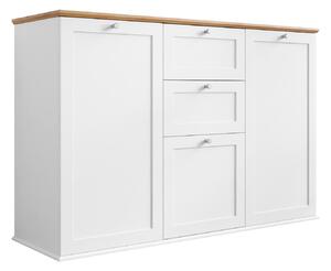 Komoda Comfivo Ruvlare 100, Hrast lefkas, Bijela, 91x137x43cm