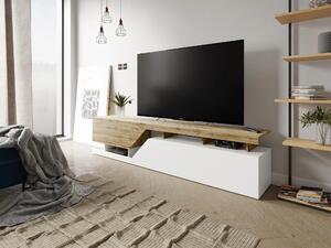 TV stol Comfivo Daldune 104, Wotan hrast, Bijela, 47x200x35cm