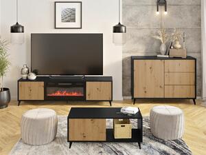 Dnevni boravak Comfivo Lomcali 111, Artisan hrast, Crna