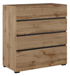 Komoda Alfere 121, Wotan hrast, Crna, 85.1x80x40cm