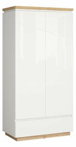 Ormar Boston EH109, Bijela, Hrast, Sjajno bijela, 196x98x53cm