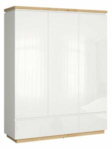 Ormar Lordune 114, Bijela, Hrast, Sjajno bijela, 206x163x53cm