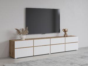 TV stol Alfere 101, Wotan hrast, Bijela, 48.2x224.8x40cm