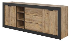 Komoda Melmava 101, Hrast, Crna, 84.5x220x45cm