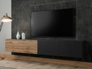 TV stol Miami 412, Wotan hrast, Crna, 31x200x30cm